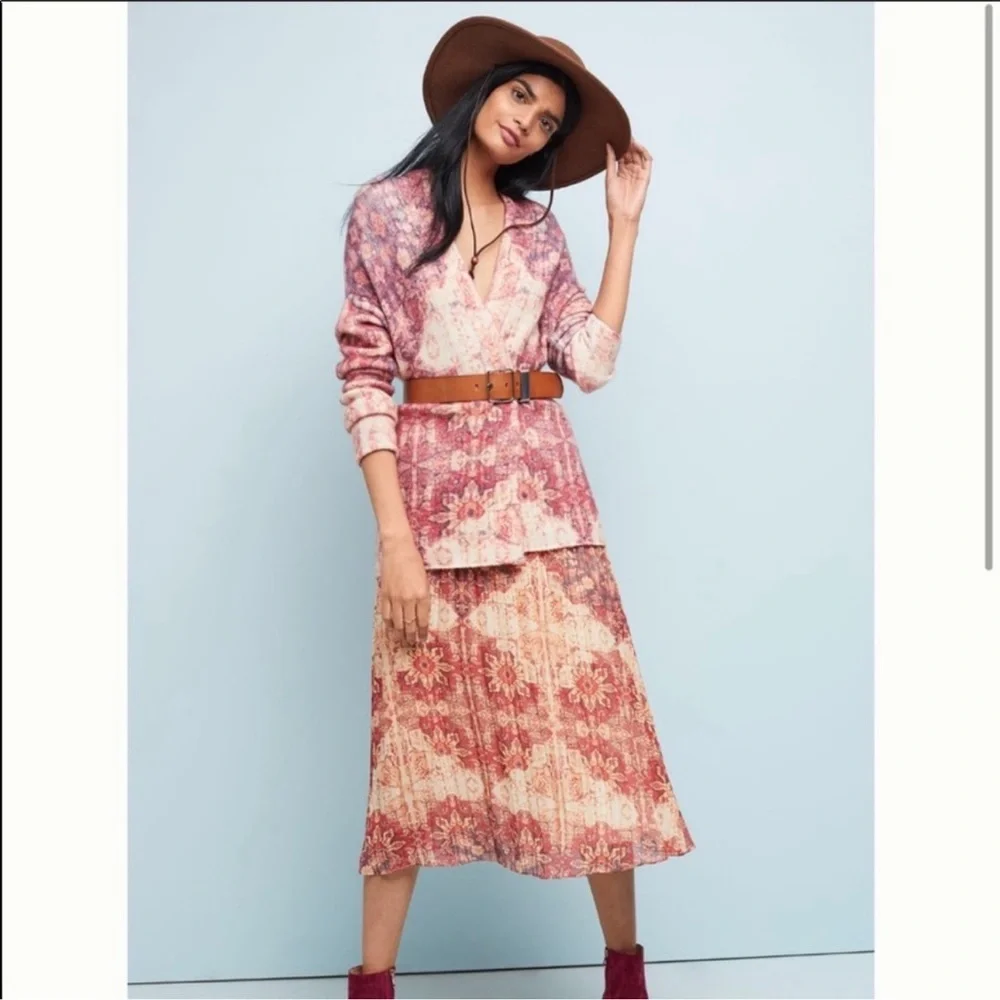 Anthropologie Akemi + Kin Open Front Oversized Warm Cozy Flower Boho Cardigan